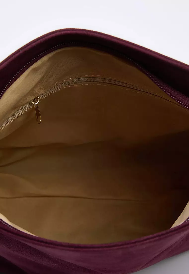 Suede-Look Clutch Bag