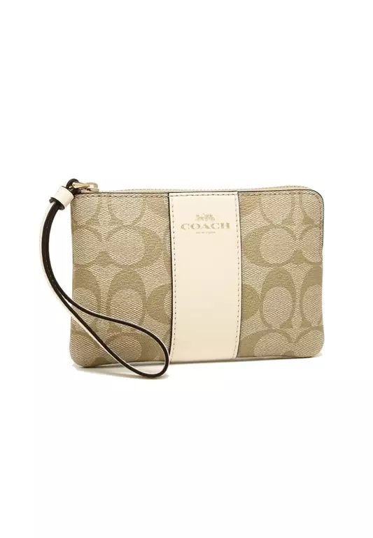 Coach Zip Leather Wallet  (58035) - IM/Light Khaki/Chalk