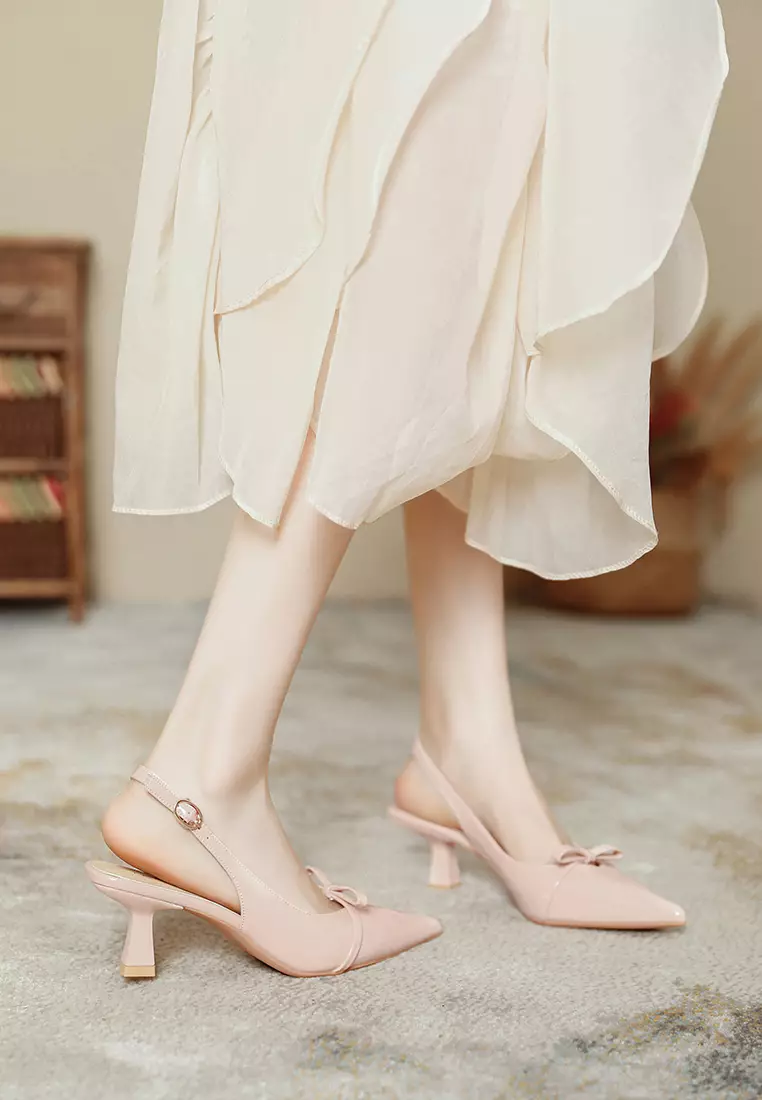6.5CM Pointed Bow Slingback Heel TE7246-2