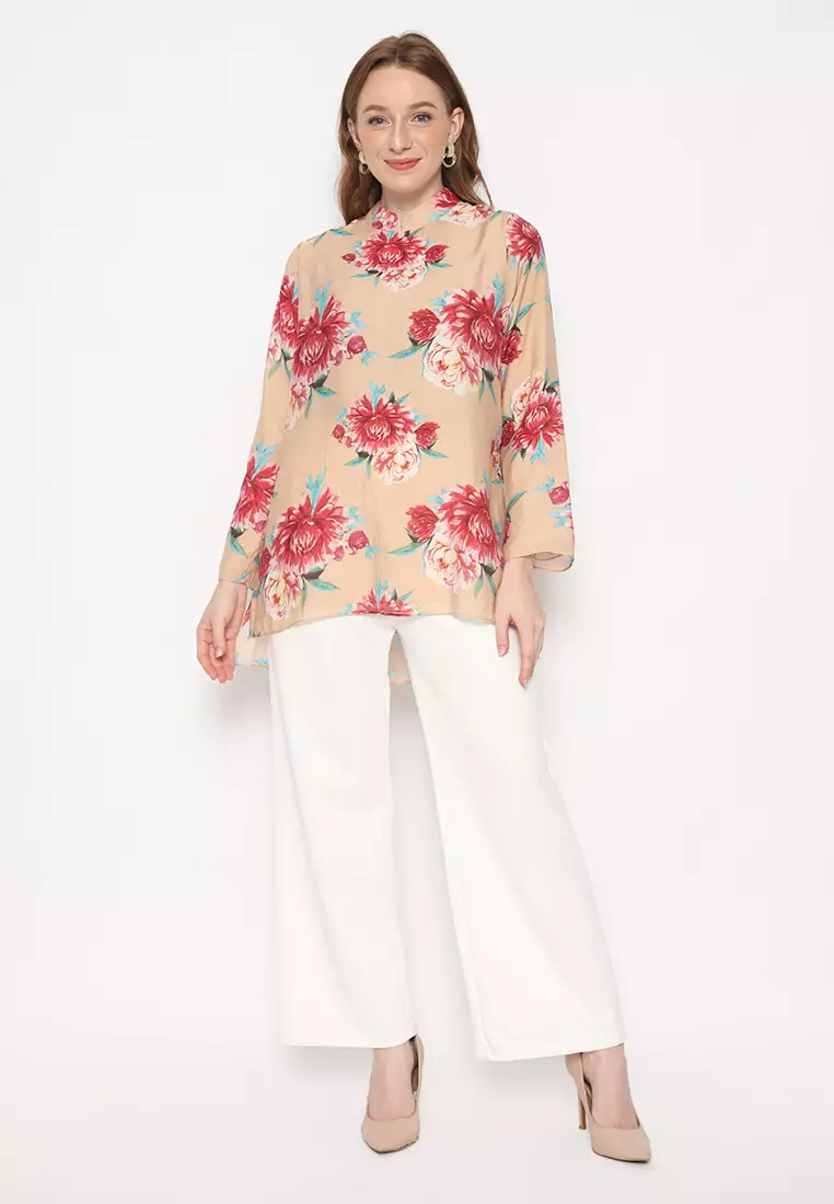 Blouse Silky Cream Long Sleeve Arlette By Brilliant Girl Warna Cream
