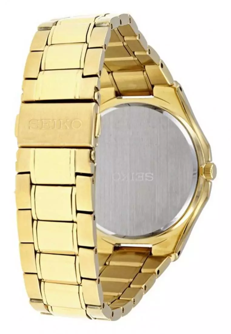 Jam Tangan Pria Seiko Solar Original Garansi Resmi Strap Stainless Steel Gold SNE158 SNE158P1 gold