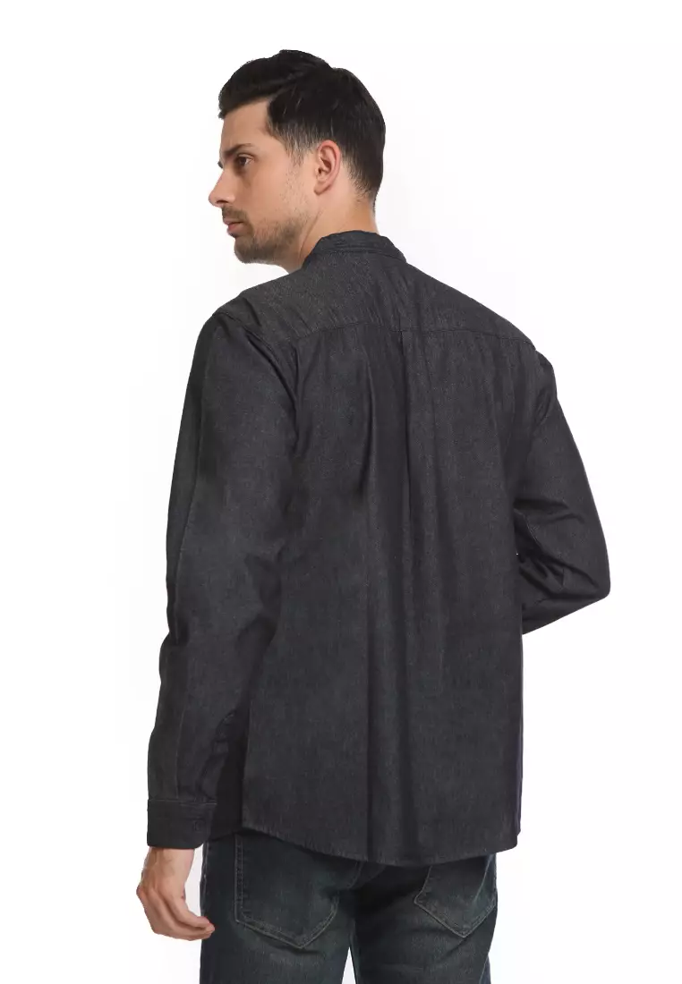 Kemeja Denim Kerah Mandarin KB L/S Light Black182310