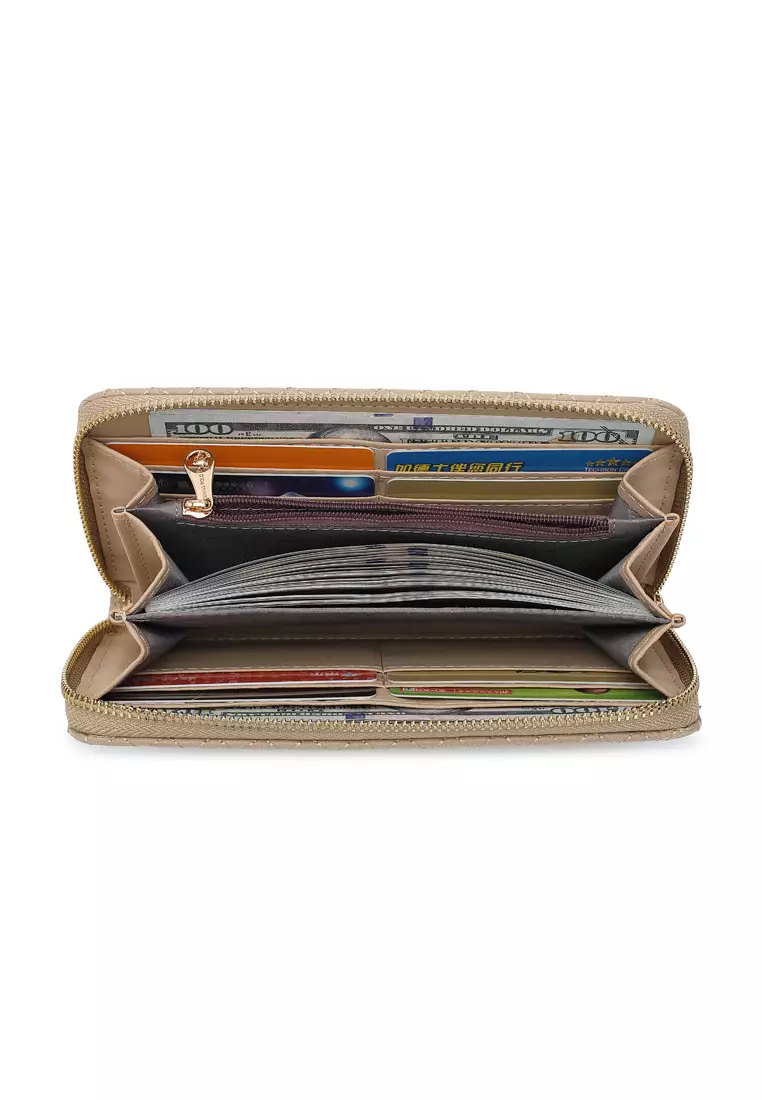 Quilted Long Purse / Wallet - Beige