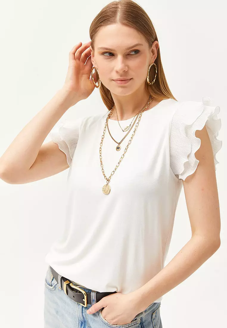 Viscose Pleated Sleeves Blouse