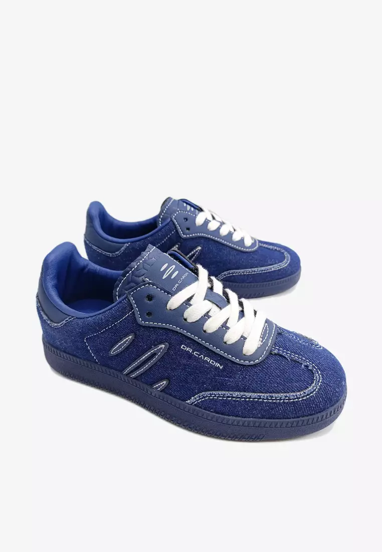 Dr Cardin The Origin: Heritage Collection Kids Laced-Up Sneaker K-RJ-100 | Denim/Faux Suede/Leather