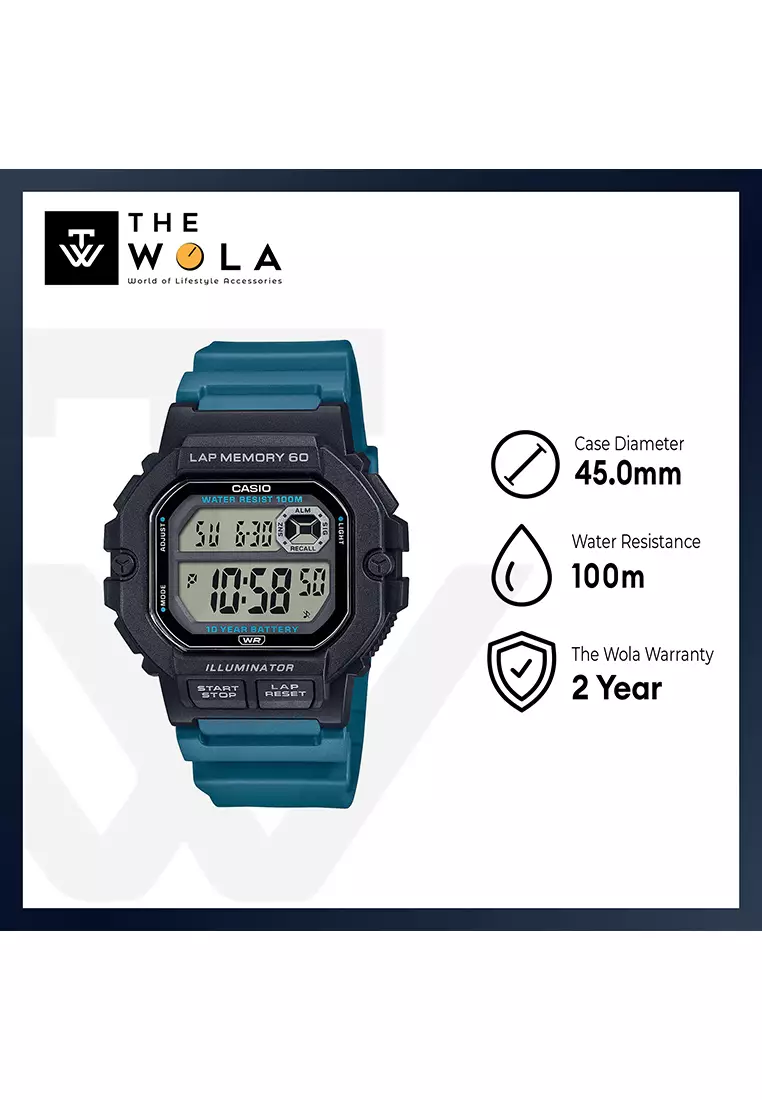 Men's Digital Watch WS-1400H-3AV Blue Resin Strap Watch for Men