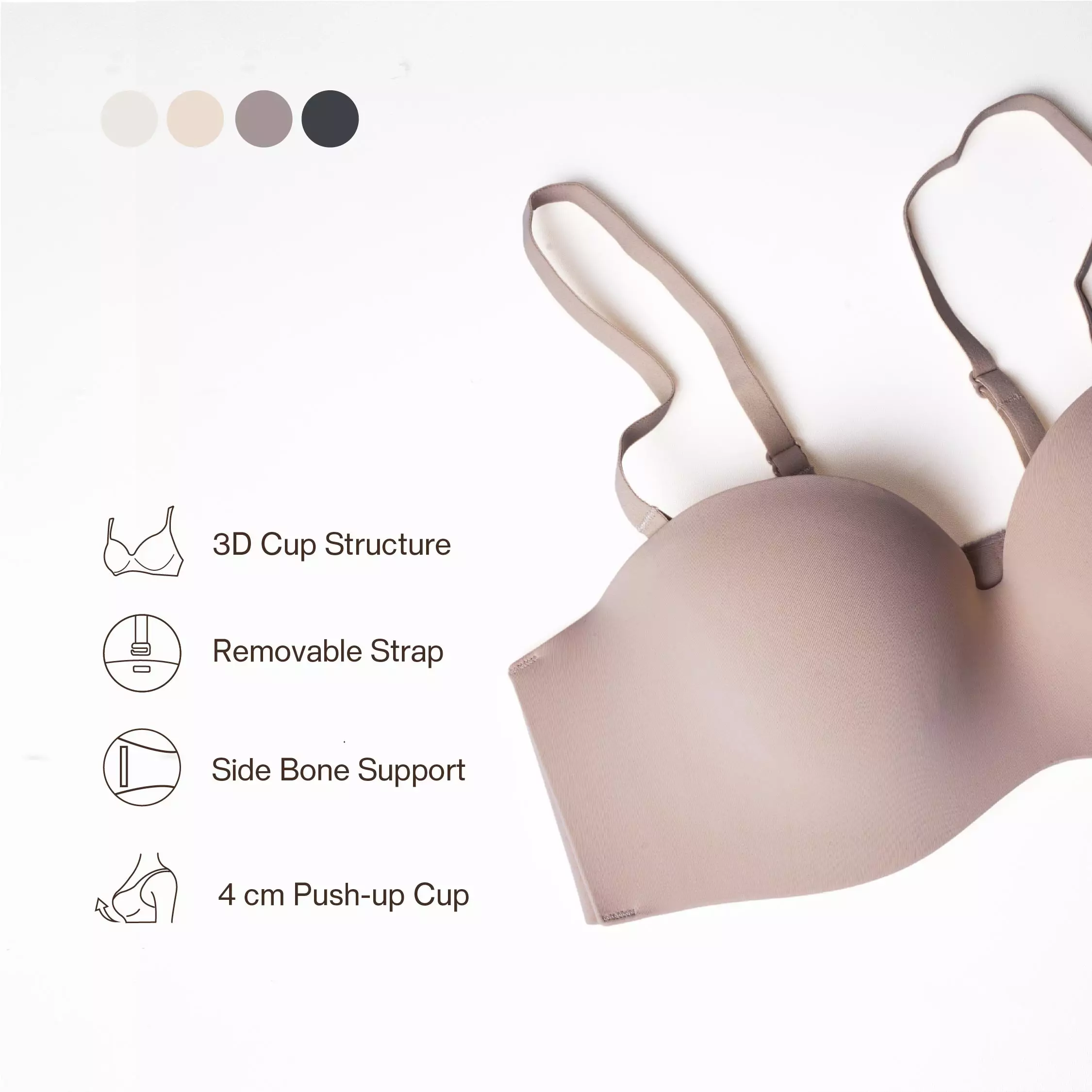 Nathalie 3D Push-Up Strapless NTB 3527 - Marble