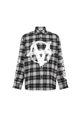 Jual Vetements Vetements Double Anarchy Logo Flannel Shirt Black