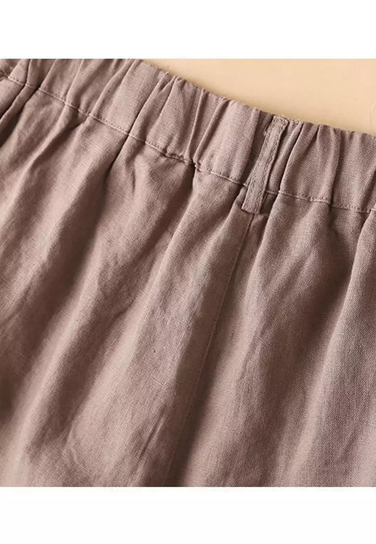 Loose Straight Cotton-flax Cropped Shorts RZ9112