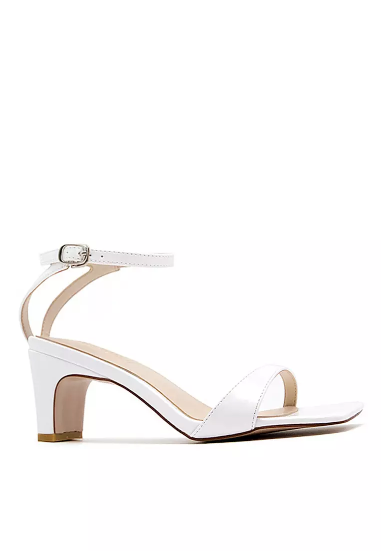 White strappy hot sale mid heels