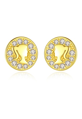 SUNRAIS gold High quality Silver S925 gold round earrings A55E9ACEEBF918GS_1