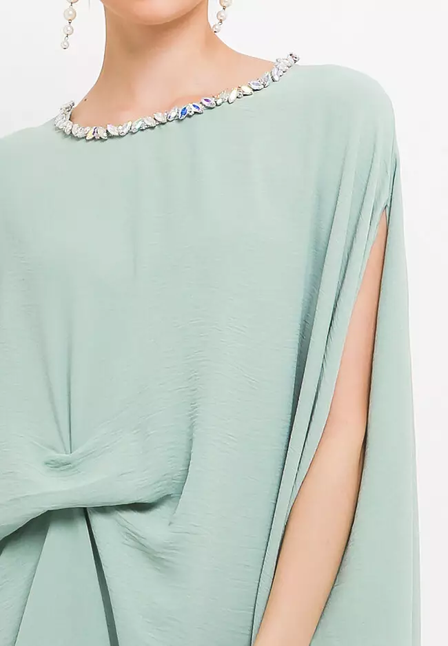 Rainbow Crystal Chain Ruched Kaftan