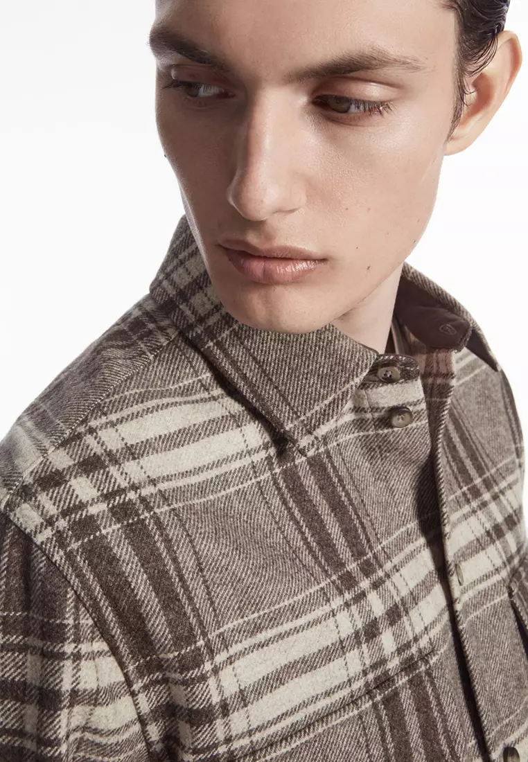 Checked Wool-Flannel Overshirt