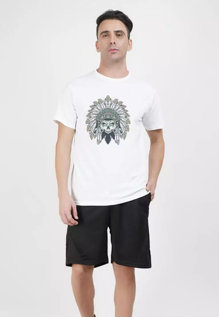 Tribal Skull  White Cotton Short Sleeve Essential T-Shirt