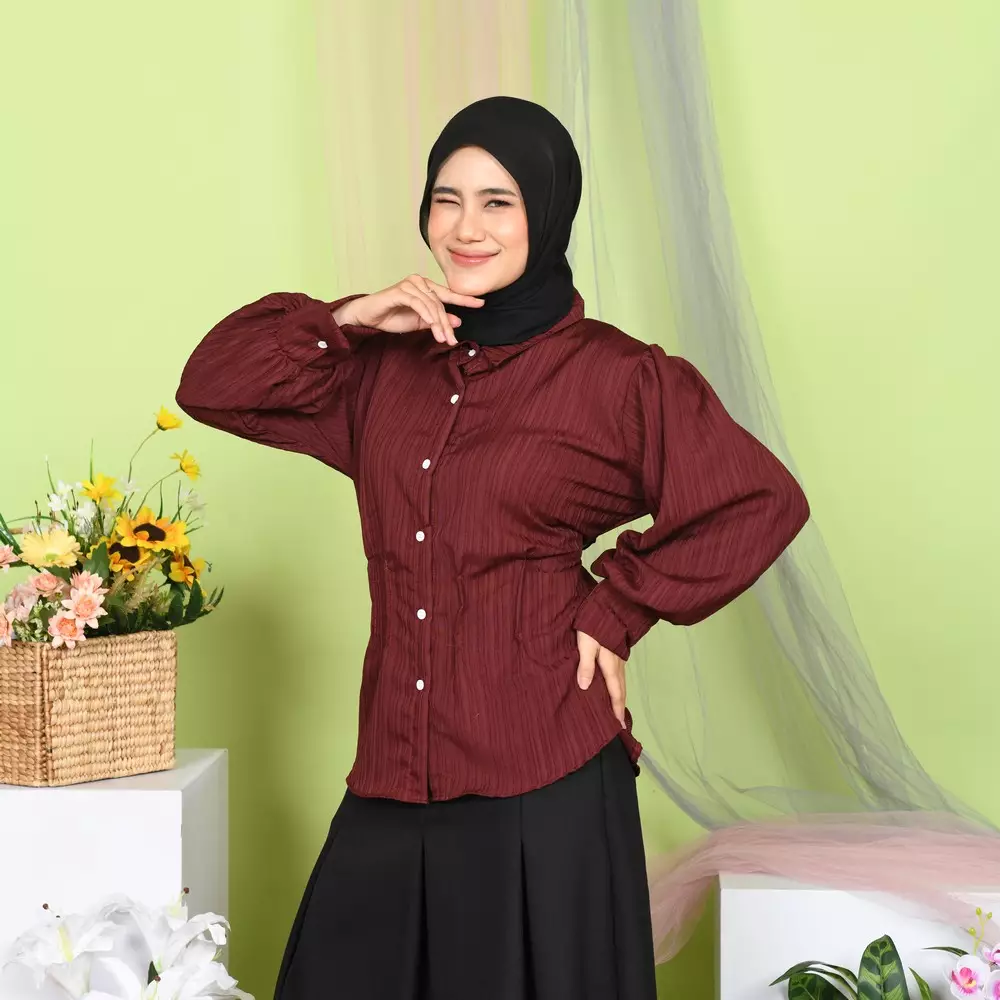Rifah Lady Blouse - Maroon M19890 R52S4