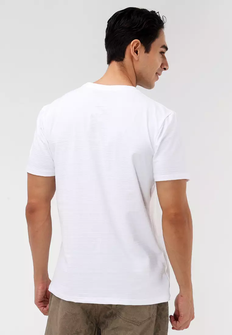 Round Neck Streaky Short Sleeves T-Shirt