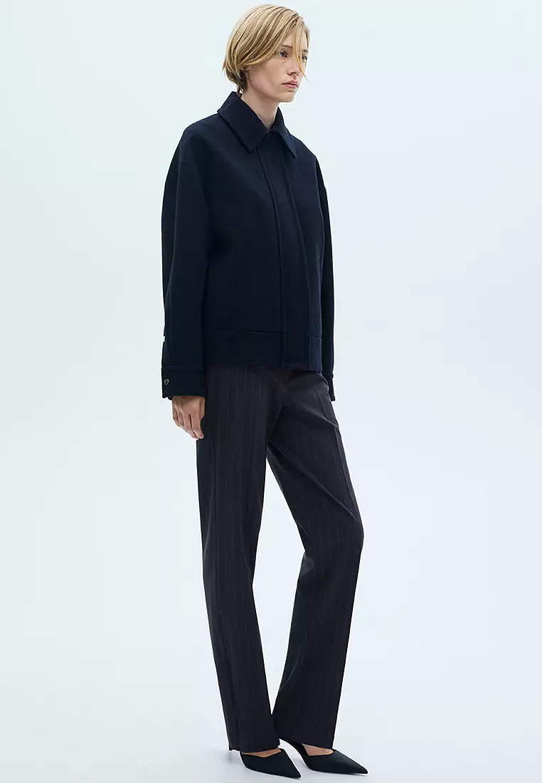 Chalk-Stripe Straight Trousers