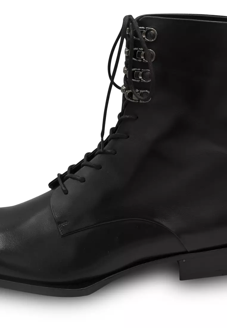 Mens black leather discount lace up boots