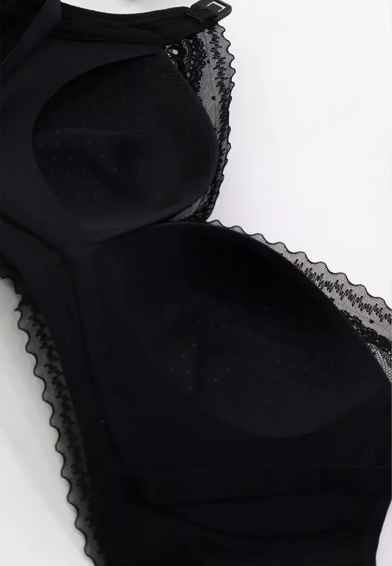 Black Lace Strap Clips Nursing Bra