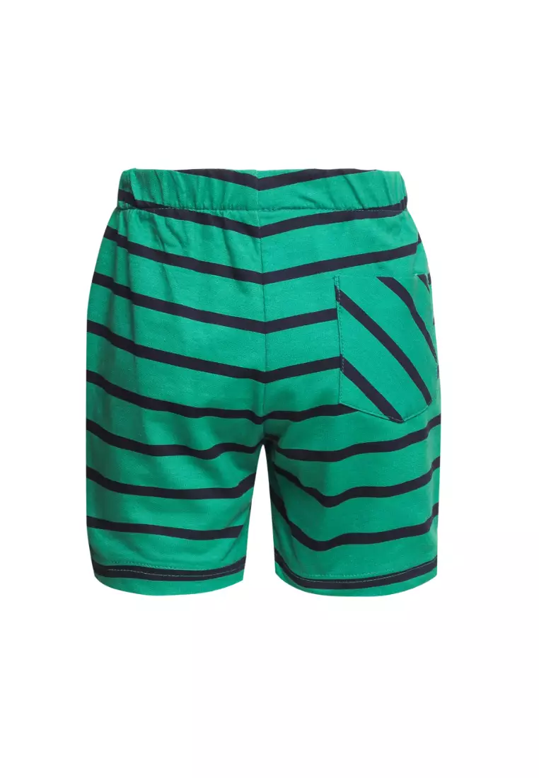 Qna Boy Brave Celana Pendek Knitt Anak Hijau Motif Garis