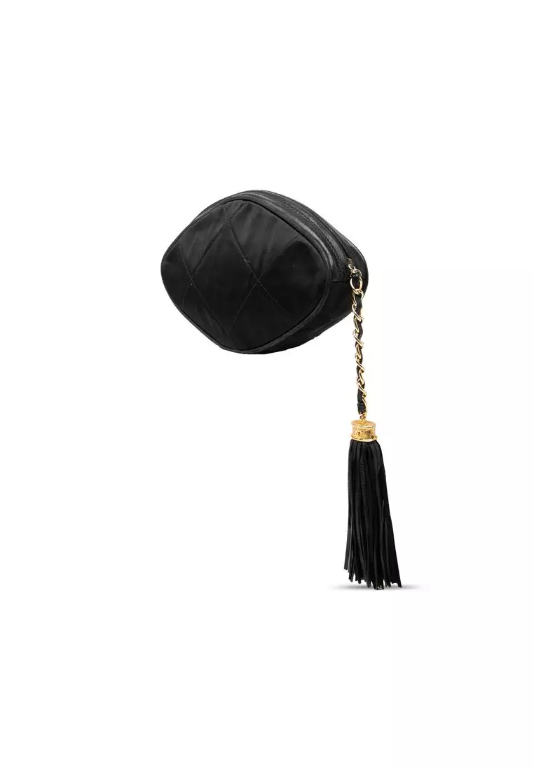 Pre-Loved Chanel Cc Quilted Satin Tassel Clutch