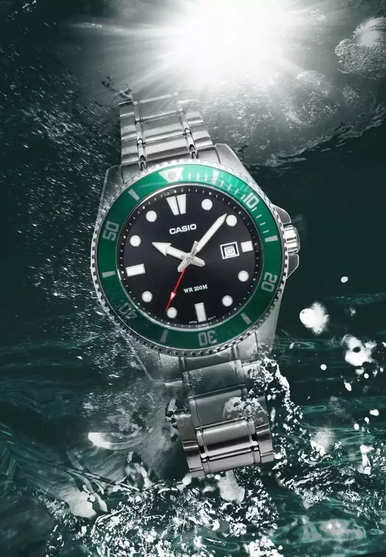 Men Analog Watch MDV-107D-3AV Silver Stainless Steel Strap