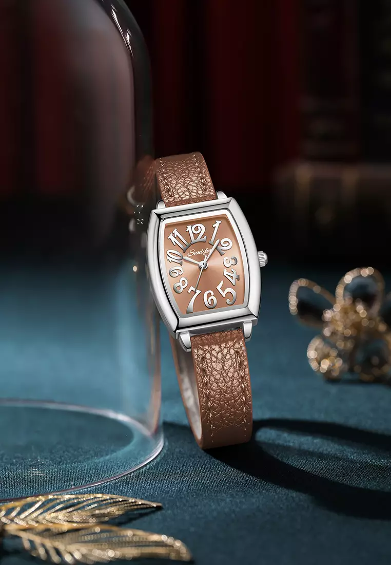 Jam Tangan Wanita Simple Original Korea Tali Kulit Anti Air Jam Tangan Cewek Brown