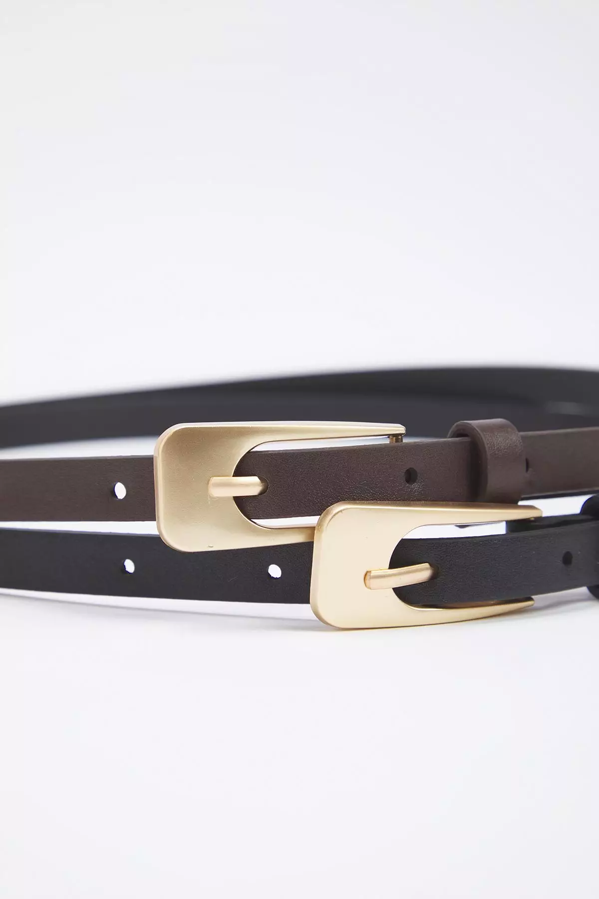 Black-Brown 2-Pack Leather Look Women's Belt TWOSS25KE00010