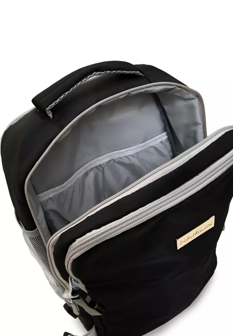 Afra Tas Ransel Wanita Motif Polos Casual Backpack Multifunction Large Compartment Material Nylon ORIGINAL - Black