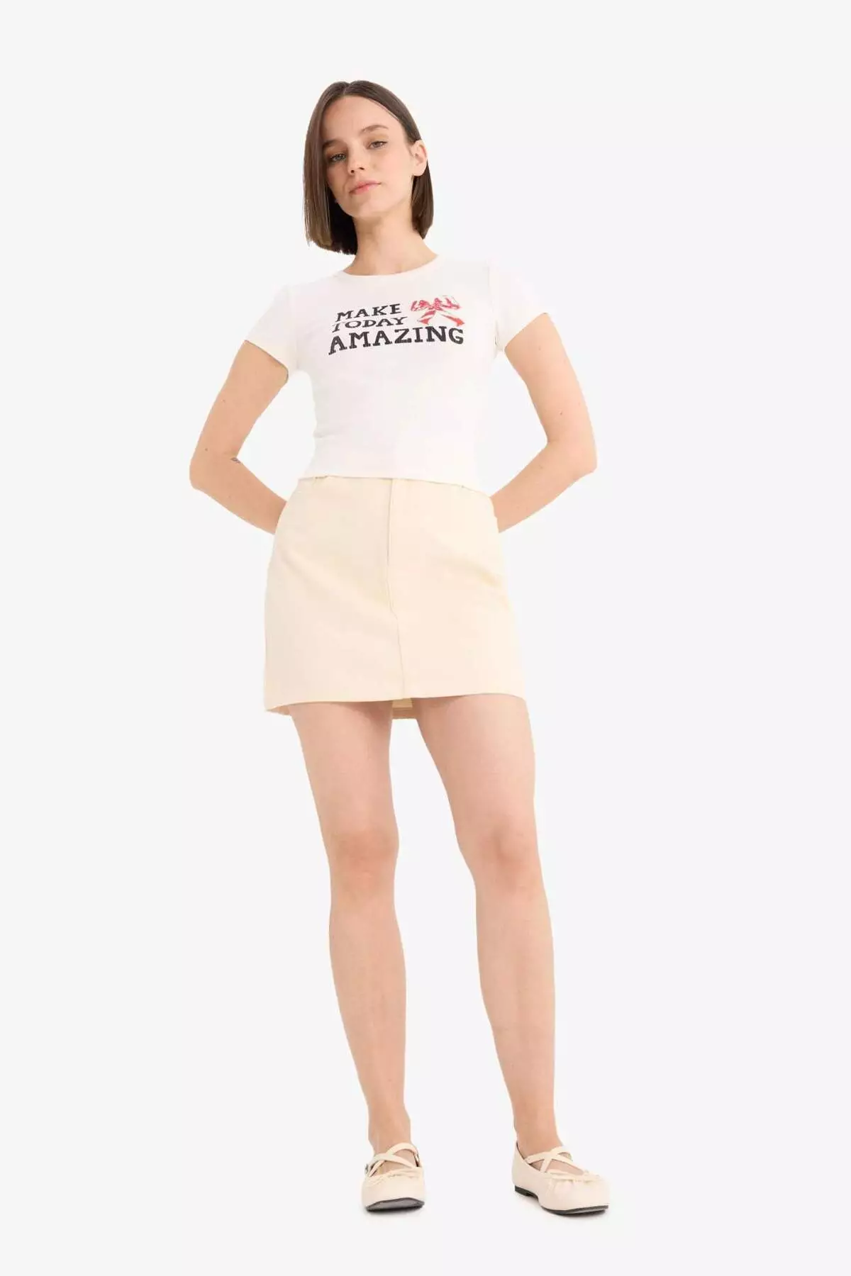 Coool Normal Waist Gabardine Mini Skirt E5346Ax25Sp