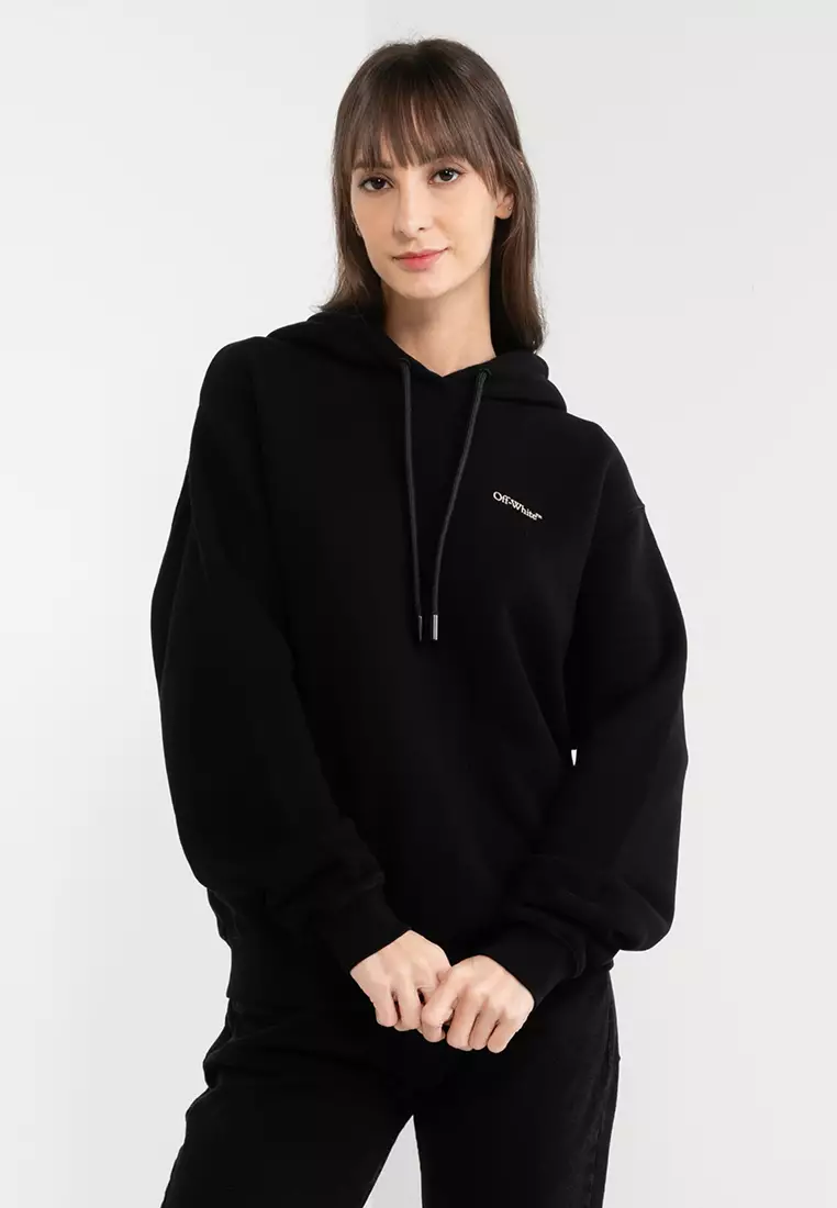 Buy Off white Diagonal Embroidered Tab Hoodie ik Online ZALORA