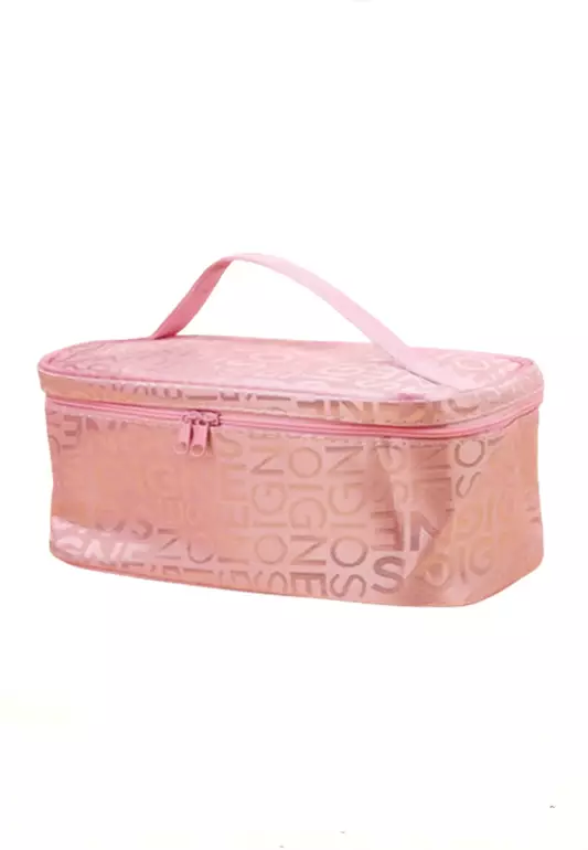 Elmar Tas Make Up Wanita Portable Organizer Make Up Pouch with Brush Slot  Material Nylon ORIGINAL - Pink