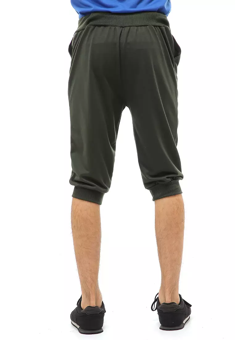 Rishham Short Pants Celana Jogger Pendek Pria Trackpants Material Baby Terry ORIGINAL - Green