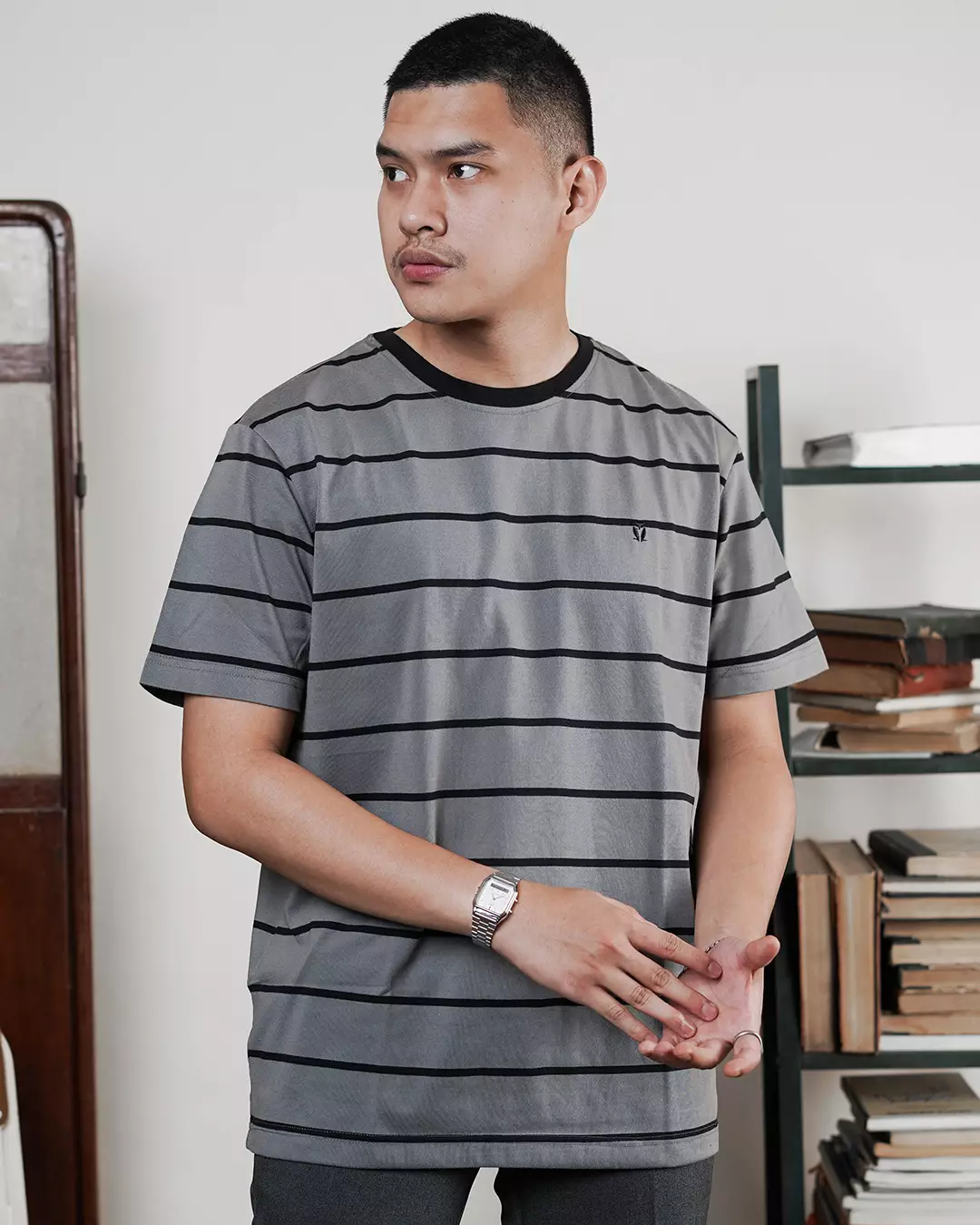 MATSUDA T Shirt Pria Kaos Stripe Ogaki