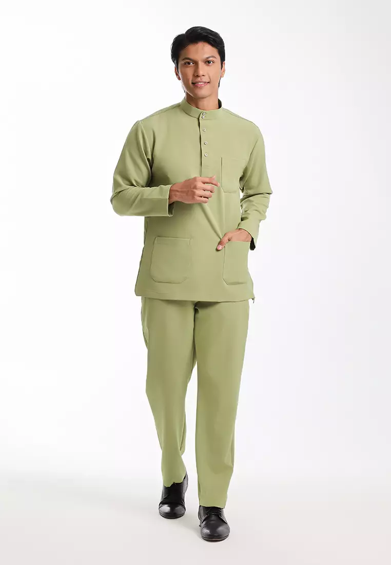Alain Delon Baju Melayu Cekak Musang Dewasa - 19026002-40SageGreen