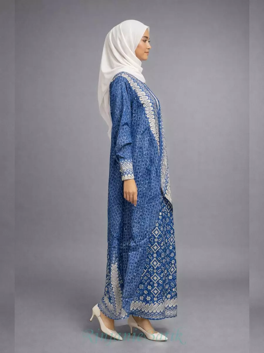 Rinjanie Batik - GSHI - BR - Gamis Shanghai Biru