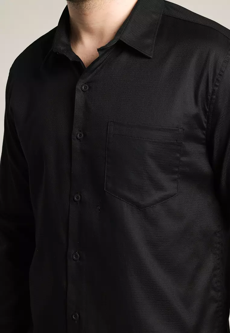 MOC - Kemeja Polos Pria Lengan Panjang Nicola - Black