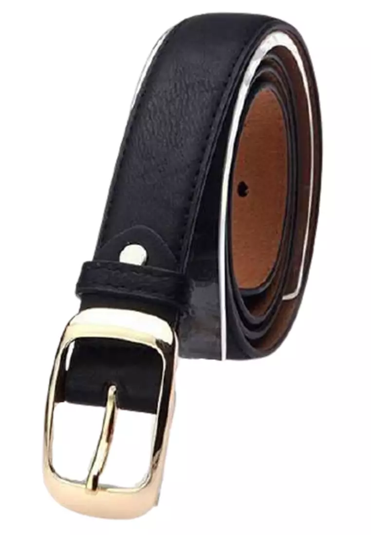 Fern Tali Ikat Pinggang Wanita Handmade Classic Buckle Material Leather ORIGINAL - Black