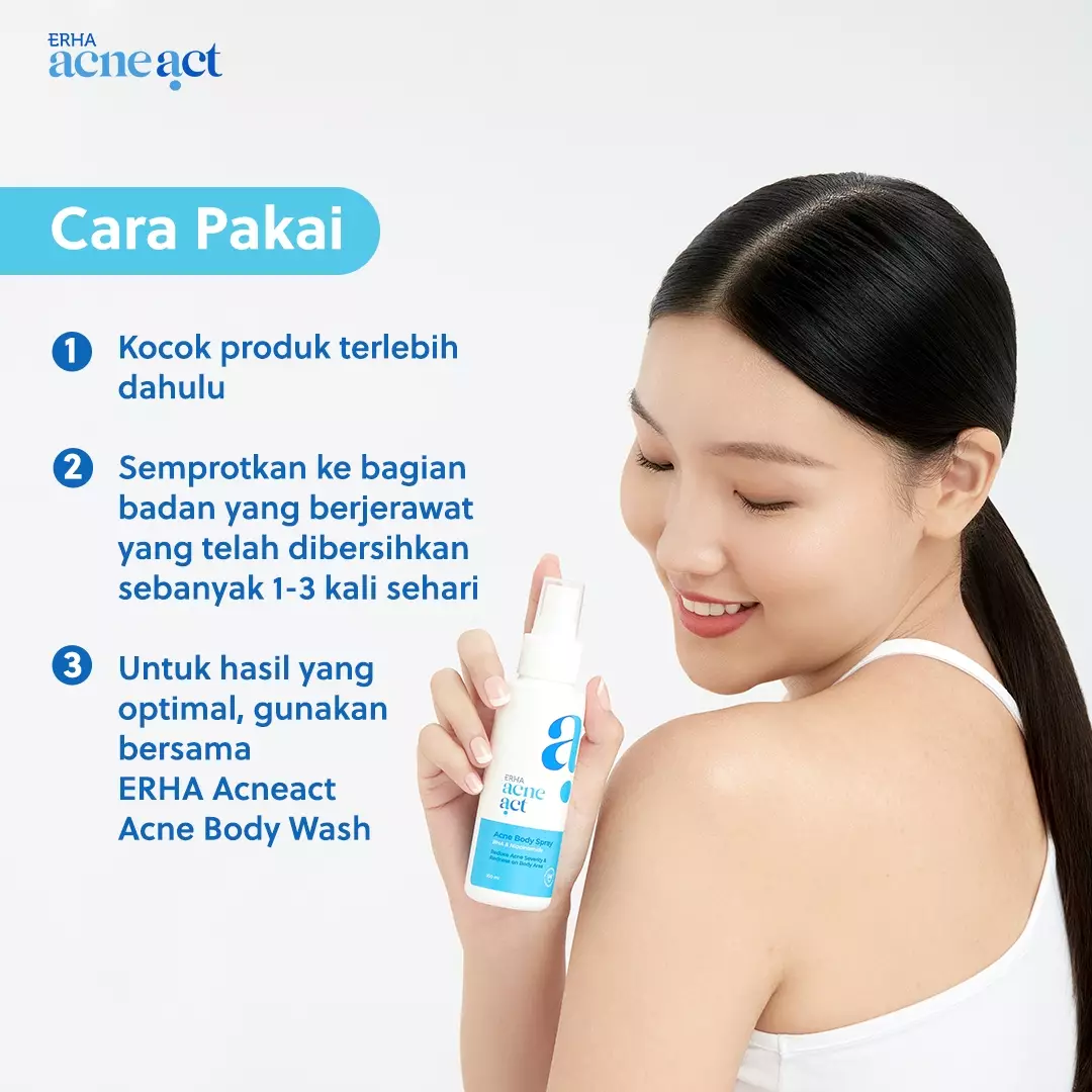 ERHA Acneact BHA & Allantoin Acne Body Spray 100ml - Perawatan Jerawat Badan Anti Gatal Niacinamide