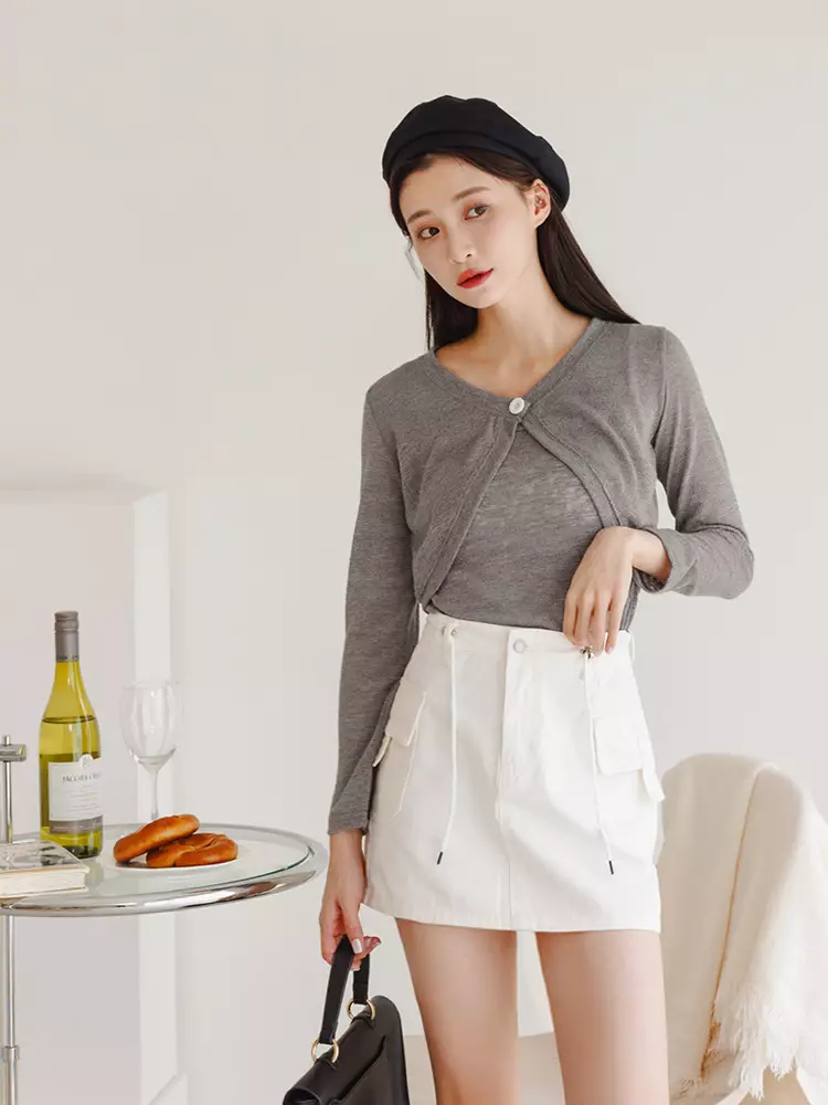 Two-Piece Mixed Color Knit Vest Top [AB19075]