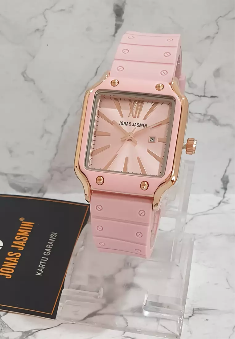 Jonas Jasmin - Jam Tangan Analog Wanita - Rosegold - Pink Rubber Strap - JJ-2221L-E