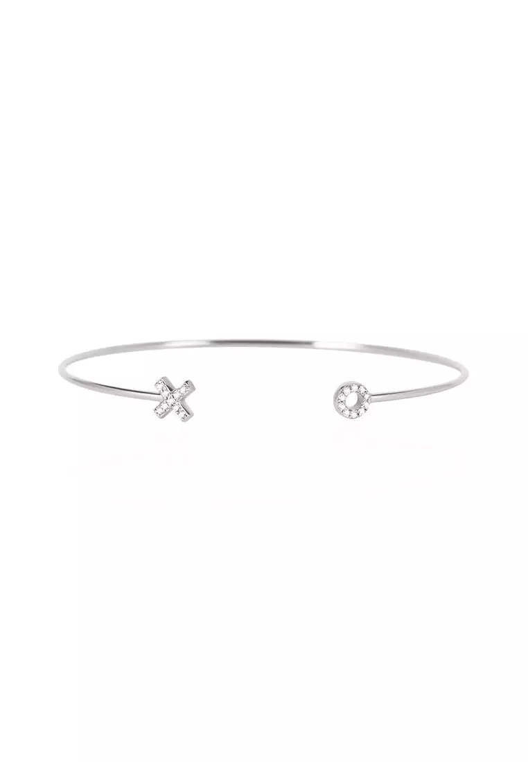 Sterling Silver Pav Xo Cuff Bracelet