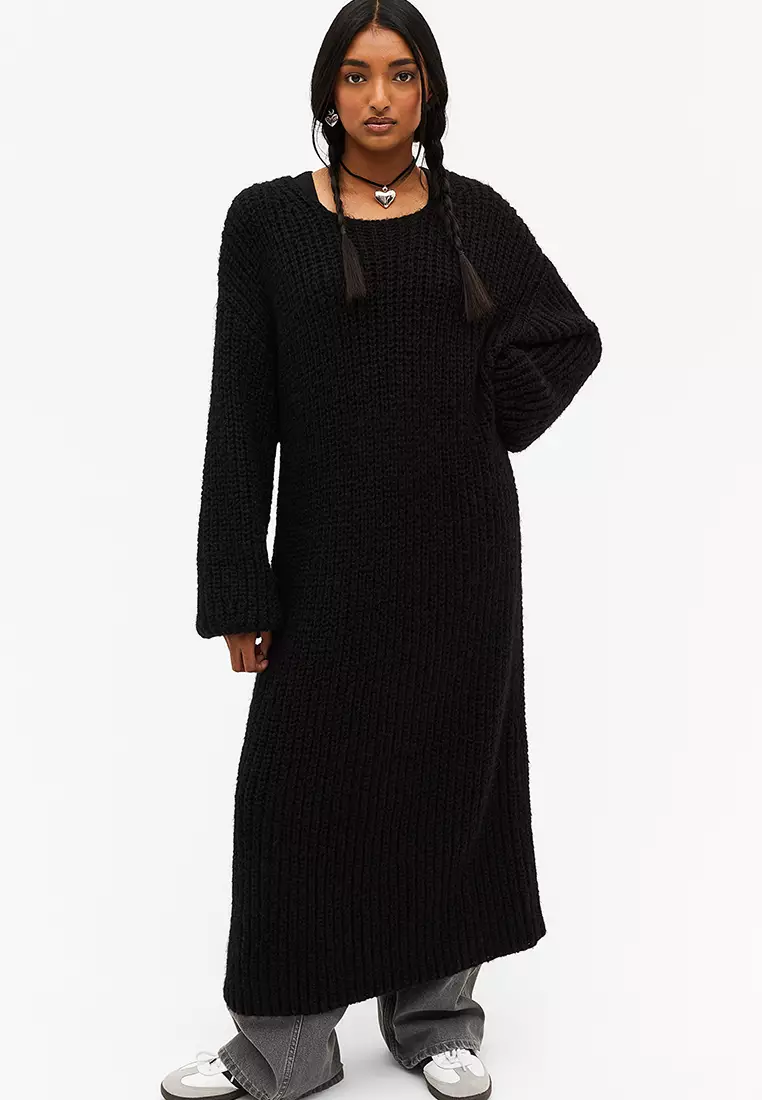 Buy Monki Chunky Knit Long Sleeve Midi Dress Online | ZALORA Malaysia