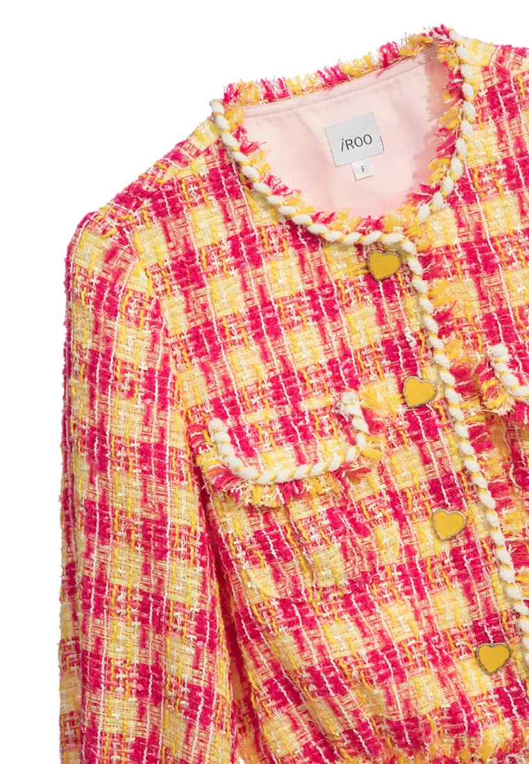 Yellow Red Checkered Tweed Jacket