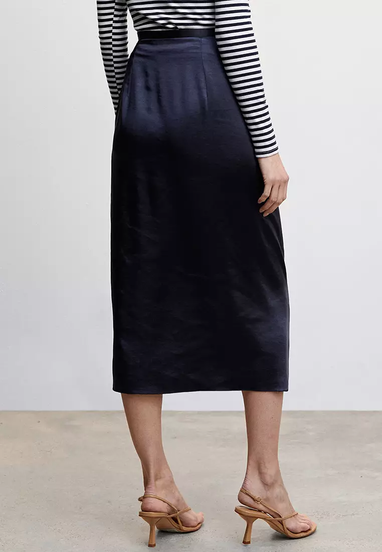 Mango satin deals wrap midi skirt