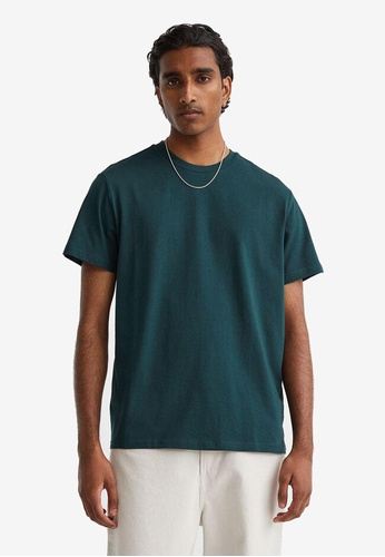 H&M green Regular Fit Round-Neck T-Shirt EE415AADC97CE1GS_1