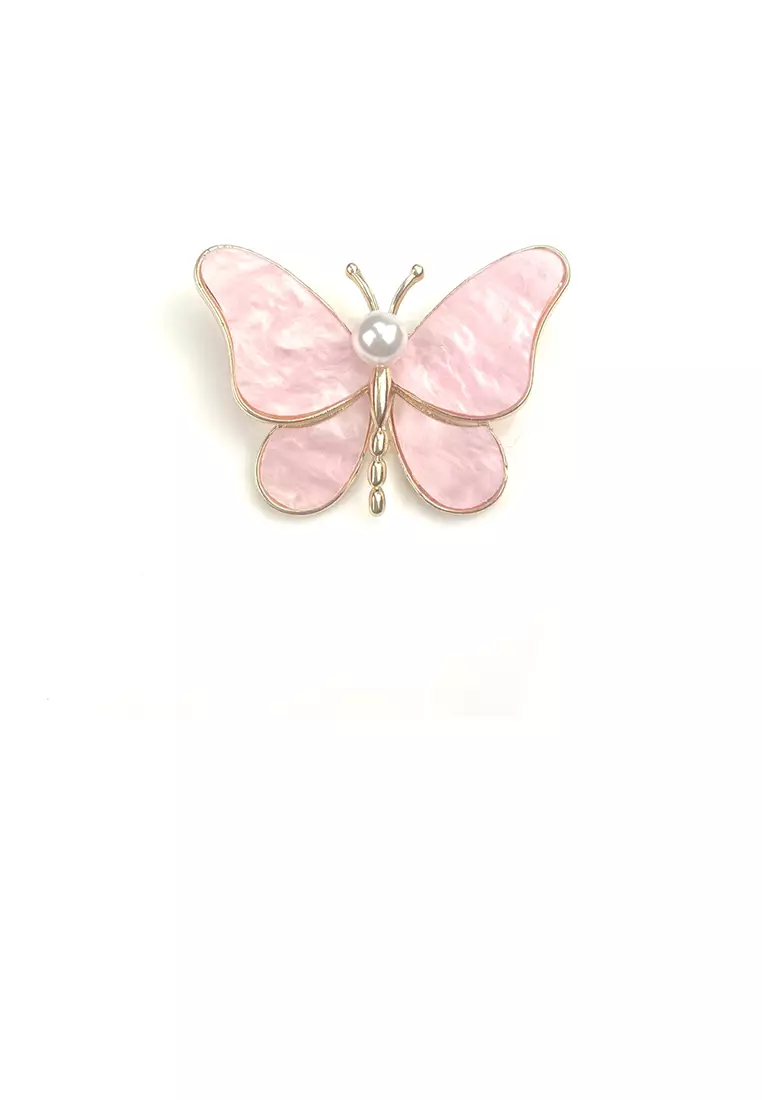Pink butterfly brooch hot sale