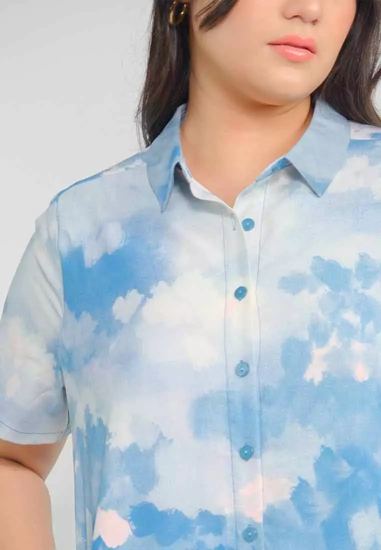 Milly Plus Size Giaana Shift Dress in Abstract Nature Print