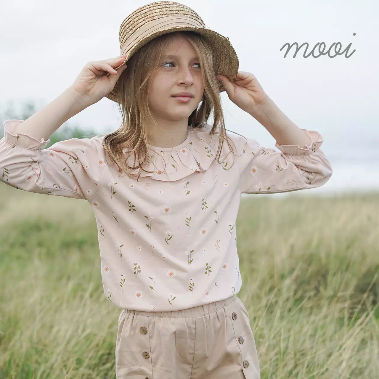 Mooi Atasan Anak Perempuan Erica Ruffle Top V1 - Peach Blush