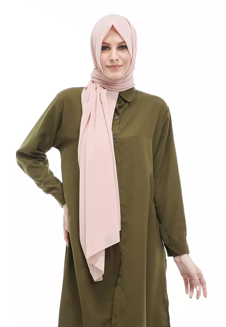 Sakilah Hijab Pashmina Ceruty Baby Doll Wanita Polos Relaxed Fit - Milo
